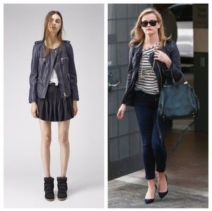 Isabel Marant Kady Leather Jacket Midnight